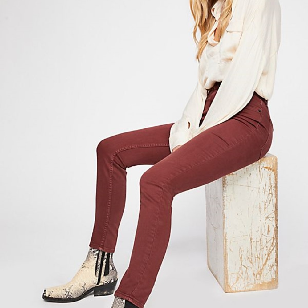 FIRM NWT Free People Jeggings Sz 27 High Waisted Wine